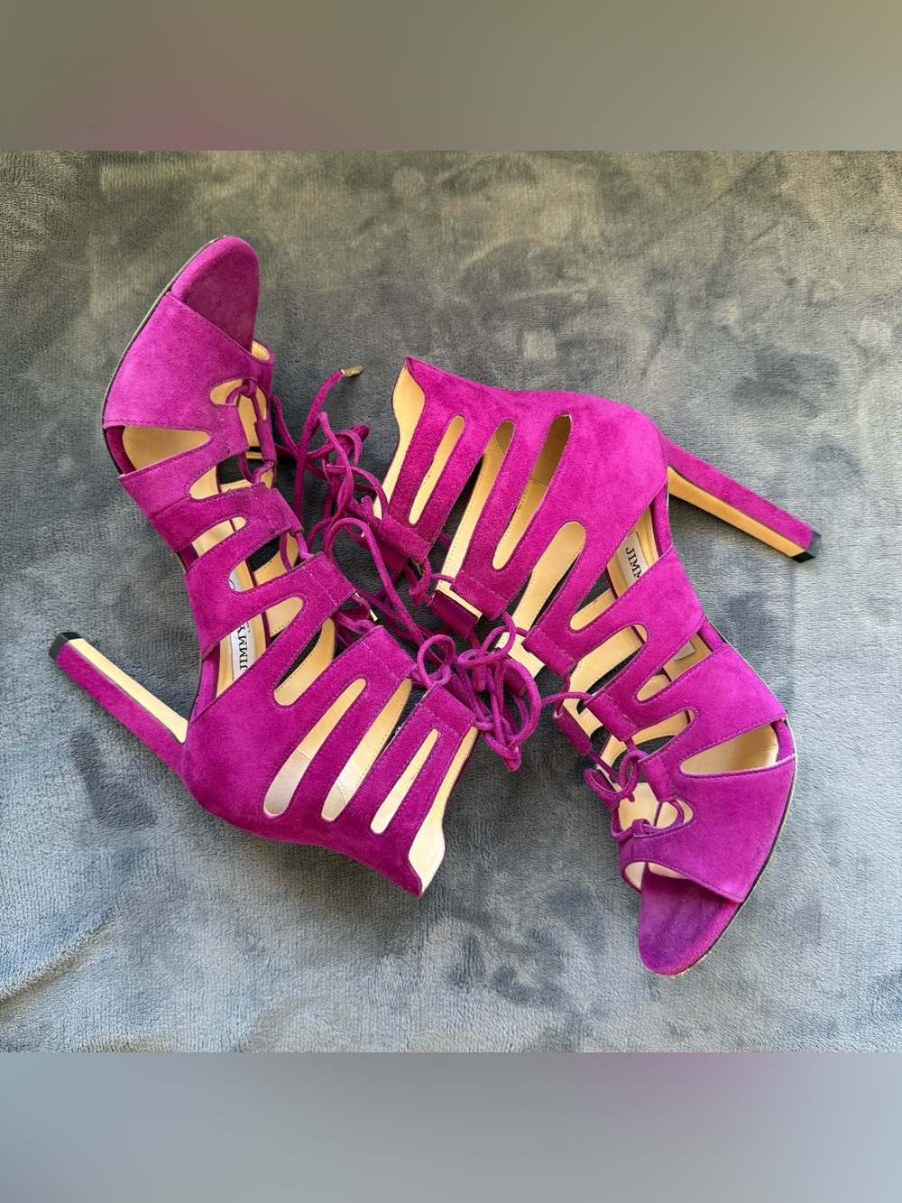 Jimmy Choo Hitch Lace-Up Cutout Strappy Heels (purple, 37.5)